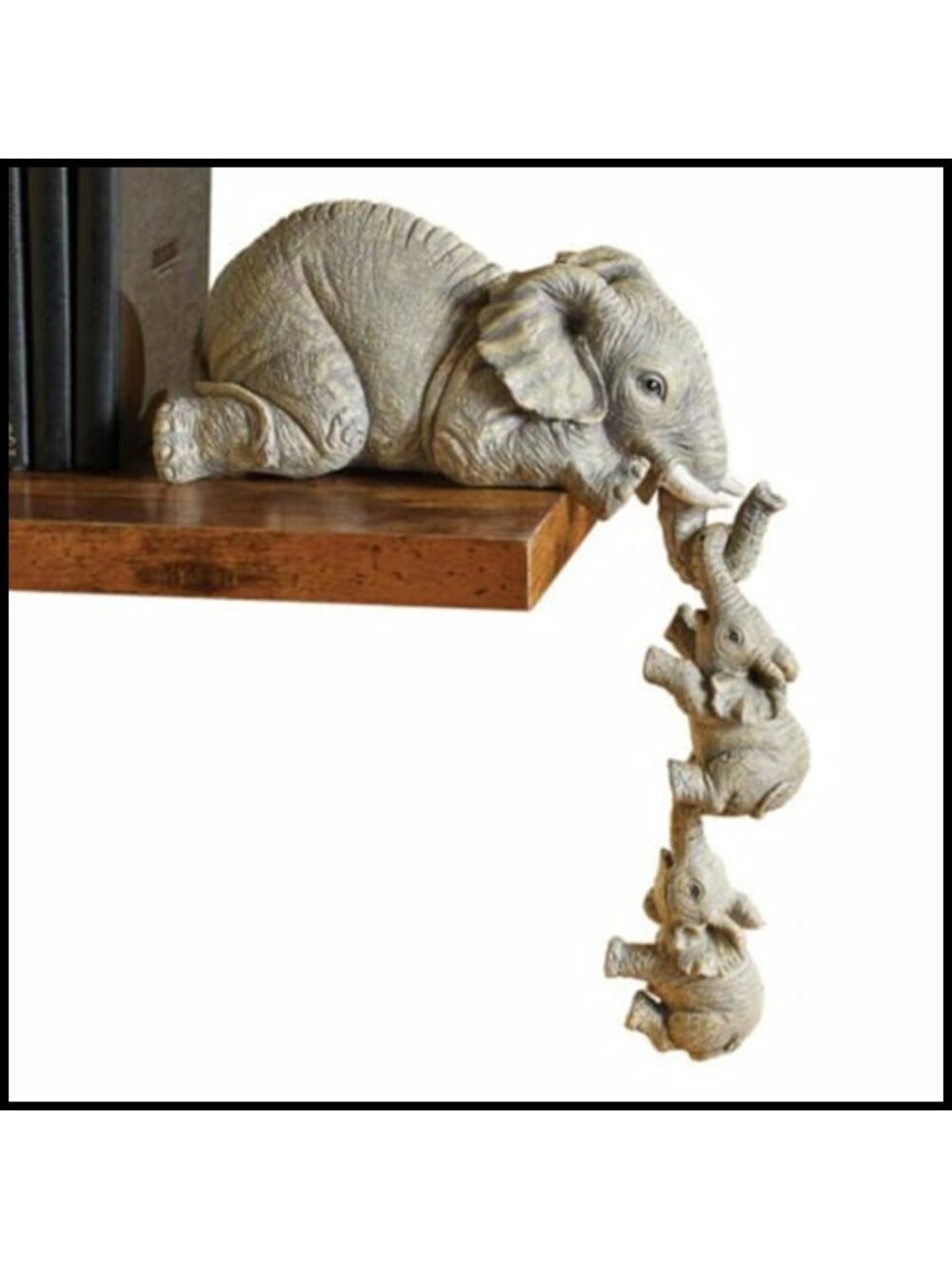 Resin Elephant Shelf Sitter 3Pc Set Mother & Baby Home Decor Figurines